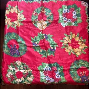 NWT Christmas Wreath Multi Colored 💯 Silk Scarf 30 by 30 inches